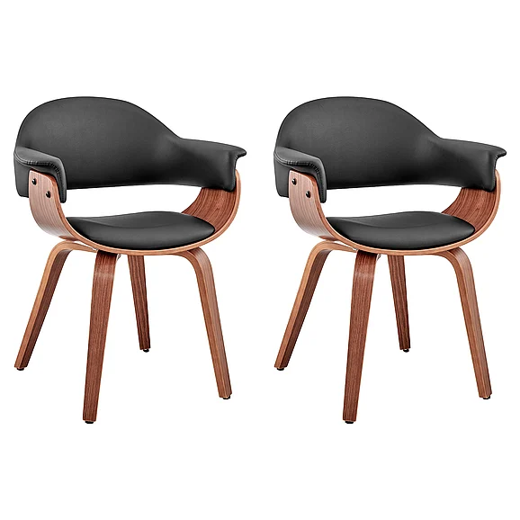 Armen Living Adalyn Black Faux Leather Dining Accent Chair (Set of 2) LCADCHWABL2PC