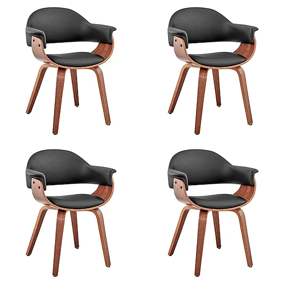 Armen Living Adalyn Black Faux Leather Dining Accent Chair (Set of 4) LCADCHWABL4PC