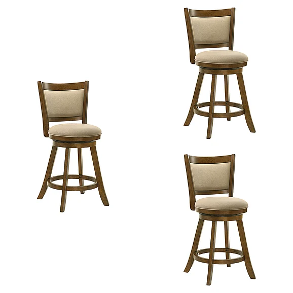 Armen Living Aiden Swivel Counter Stool in Sepia Brown with Grey Fabric (Set of 3) LCAIBALSSB263PC