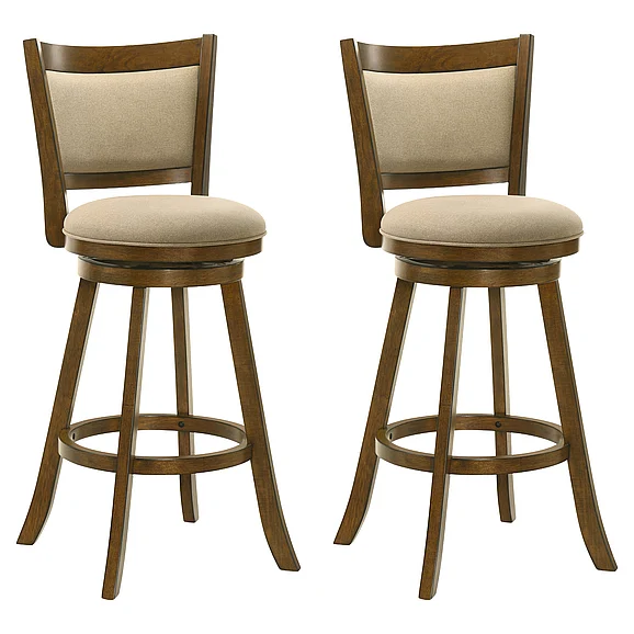 Armen Living Aiden Swivel Bar Stool in Sepia Brown with Grey Fabric (Set of 2) LCAIBALSSB302PC