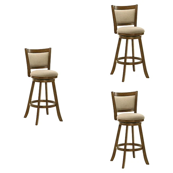 Armen Living Aiden Swivel Bar Stool in Sepia Brown with Grey Fabric (Set of 3) LCAIBALSSB303PC