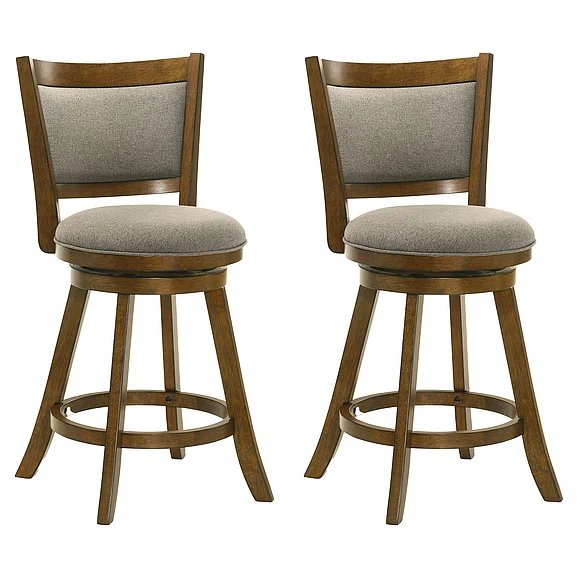 Armen Living Aiden Swivel Counter Stool in Sepia Brown with Grey Fabric (Set of 2) LCAIBASGSB262PC
