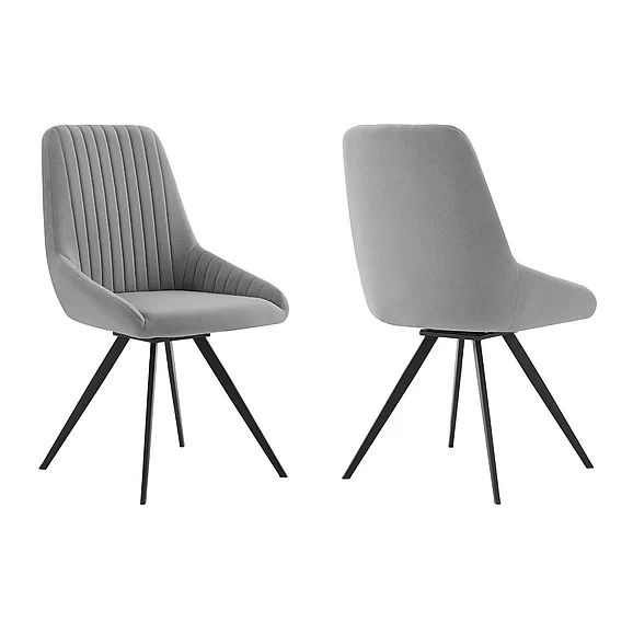 Armen Living Alison Swivel Gray Velvet and Metal Dining Chairs (Set of 2) LCAISIGR
