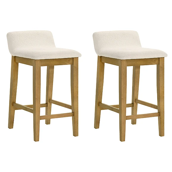 Armen Living Annikah Counter Stool in Amber Glow with White Boucle Fabric (Set of 2) LCAKBAWHAG262PC