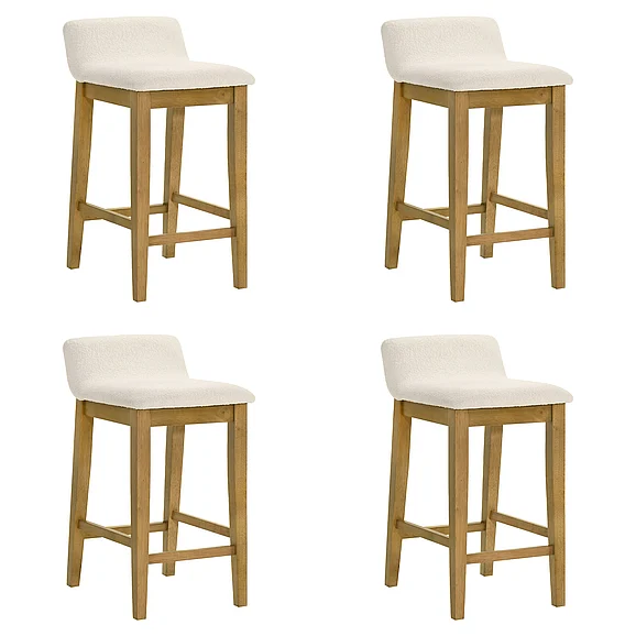 Armen Living Annikah Counter Stool in Amber Glow with White Boucle Fabric (Set of 4) LCAKBAWHAG264PC
