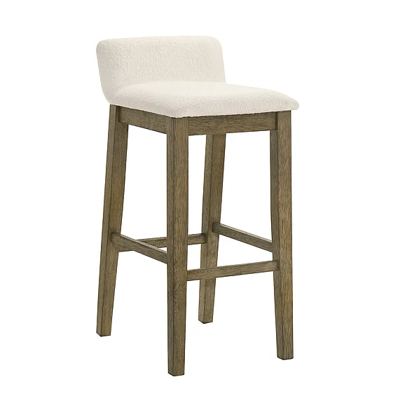 Armen Living Annikah Bar Stool in Putty Brown with White Boucle Fabric LCAKBAWHPB30