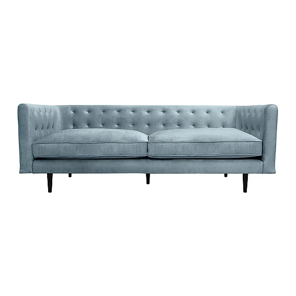 Armen Living Annabelle 80 In. Bluestone Velvet Sofa with Black Legs LCANSOBLU