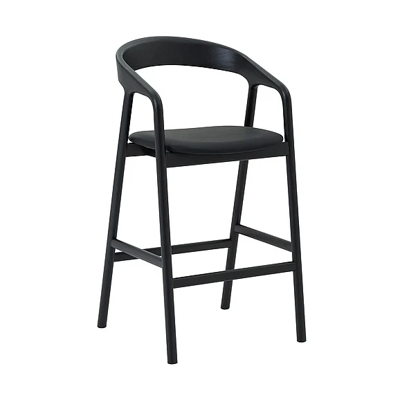 Armen Living Apache Black Oak and Faux Leather Bar Stool LCAPBABLK30