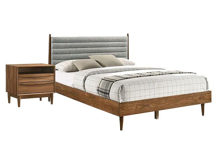 Armen Living Artemio 2pc Platform Bedroom Set in Walnut