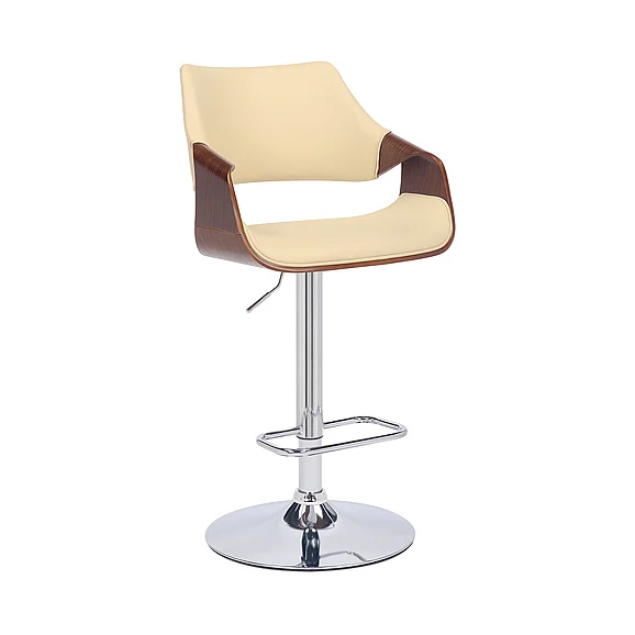 Armen Living Aspen Adjustable Swivel Cream Faux Leather and Walnut Bar Stool LCASBAWACR PROMO