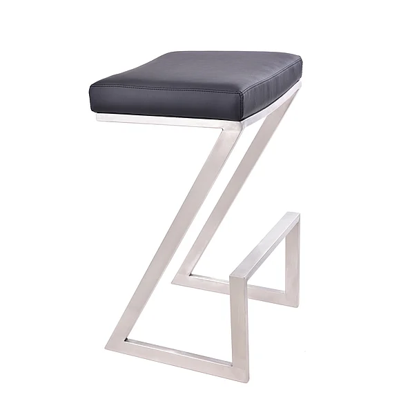 Armen Living Atlantis 26 In. Counter Stool Backless Black Faux Leather LCAT26BABLK