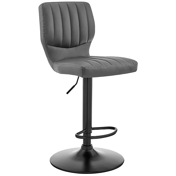 Armen Living Bardot Adjustable Height Gray Faux Leather Swivel Bar Stool LCBABABLGR PROMO