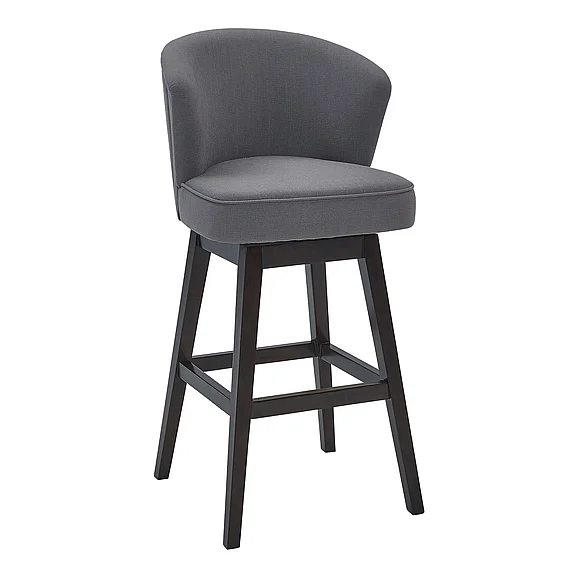 Armen Living Brandy 30 In. Swivel Gray Fabric and Espresso Bar Stool LCBDBAESGR30 CLOSEOUT