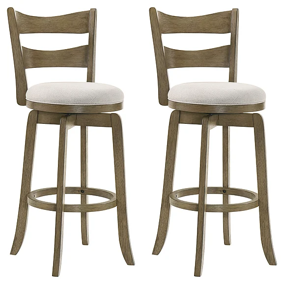 Armen Living Blair 30 In. Putty Brown Swivel Bar Stool with Cream Fabric (Set of 2) LCBLBAPBWT302PC