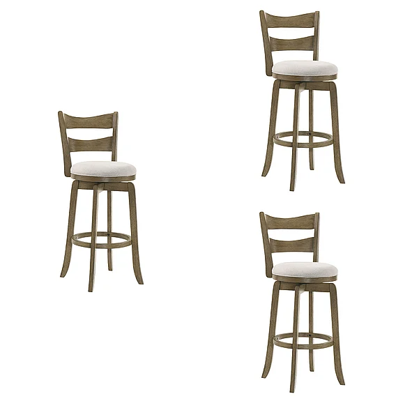 Armen Living Blair 30 In. Putty Brown Swivel Bar Stool with Cream Fabric (Set of 3) LCBLBAPBWT303PC