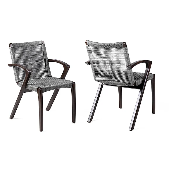 Armen Living Brielle Outdoor Dark Eucalyptus and Gray Rope Dining Chairs (Set of 2) LCBLSIGR PROMO