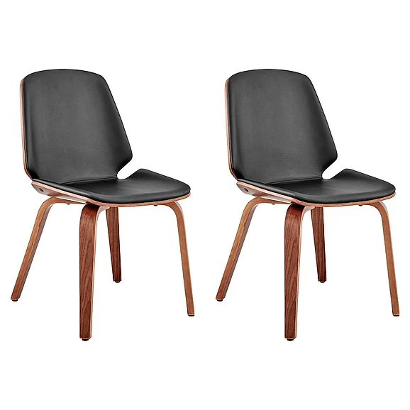 Armen Living Brinley Black Faux Leather Dining Accent Chair (Set of 2) LCBNSIWABL2PC
