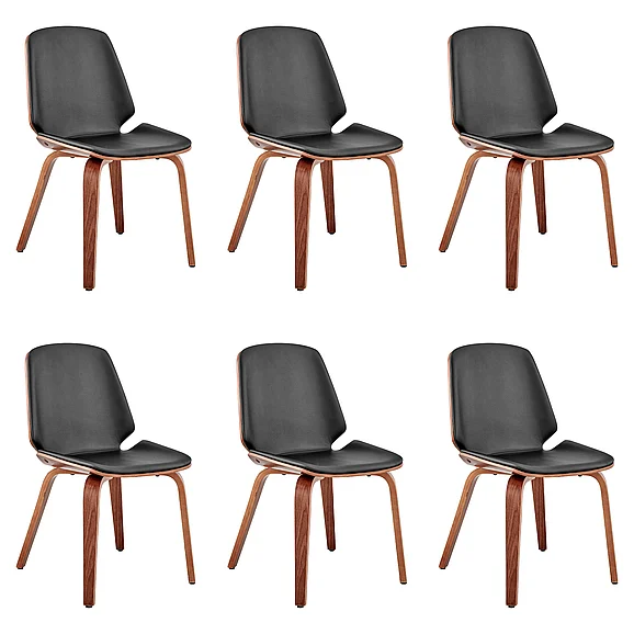 Armen Living Brinley Black Faux Leather Dining Accent Chair (Set of 6) LCBNSIWABL6PC