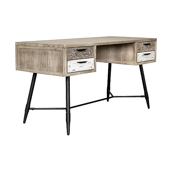 Armen Living Bridges 4 Drawer Desk in Two Tone Acacia LCBRDEGR