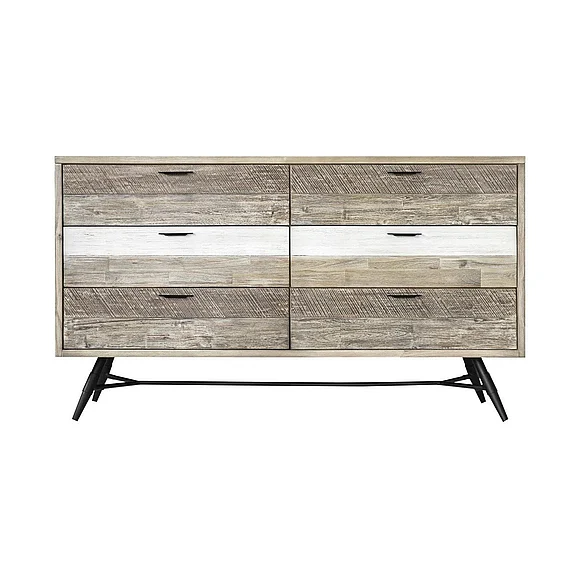 Armen Living Bridges 6 Drawer Dresser in Two Tone Acacia LCBRDRGR