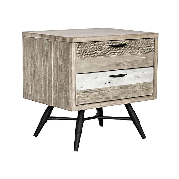 Armen Living Bridges 2 Drawer Nightstand in Two Tone Acacia LCBRLAGR