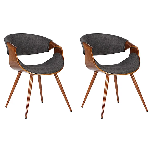 Armen Living Butterfly Dining Chair in Walnut and Charcoal Fabric (Set of 2) LCBUCHWACH2PC