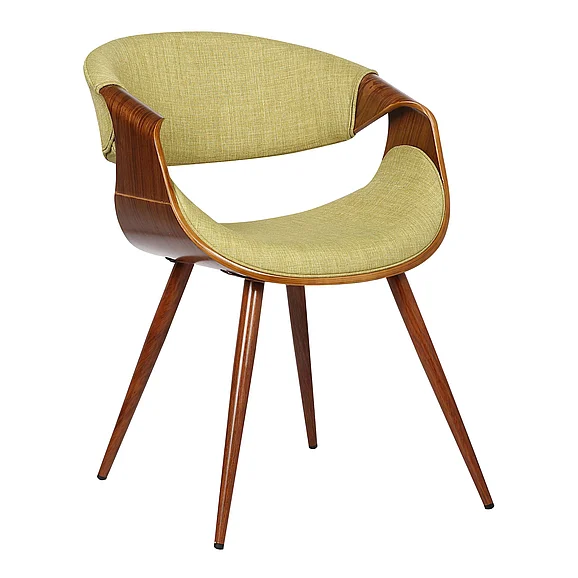 Armen Living Butterfly Dining Chair in Walnut and Green Fabric LCBUCHWAGR