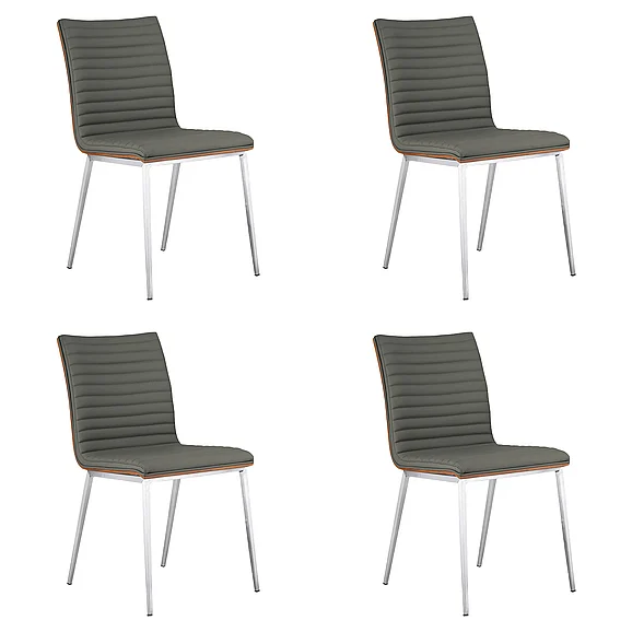 Armen Living Cafe Dining Chair in Gray Faux Leather (Set of 4) LCCACHGRB2014PC