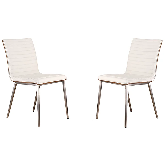 Armen Living Cafe Dining Chair in White Faux Leather (Set of 2) LCCACHWHB201 PROMO