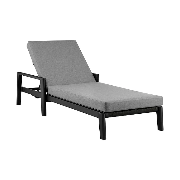 Armen Living Cayman Outdoor Adjustable Chaise Lounge Chair with Gray Cushions LCCCLOBL PROMO