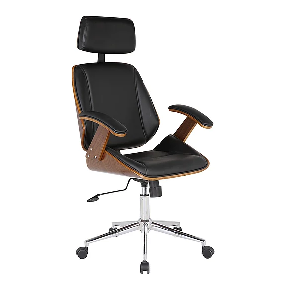 Armen Living Century Office Chair in Black Faux Leather LCCEOFCHBL