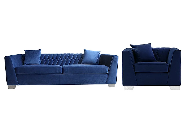 Armen Living Cambridge 2pc Living Room Set in Blue