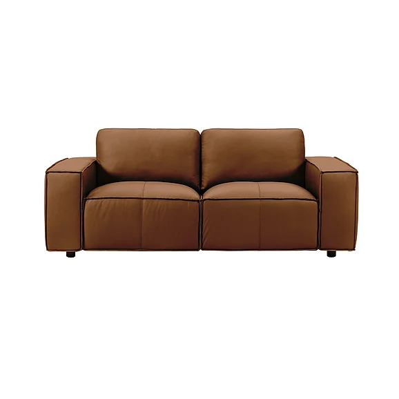 Armen Living Clayton 76 In. Leather Loveseat in Ochre LCCN2OR