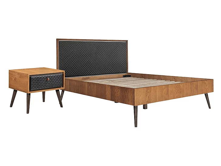 Armen Living Coco 2pc Platform Bedroom Set in Rustic Oak Wood