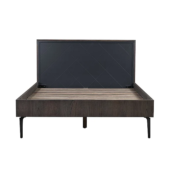 Armen Living Cross Solid Oak and Metal Queen Platform Bed Frame LCCRBDOAQN