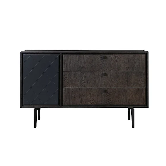Armen Living Cross Solid Oak and Metal 3 Drawer Dresser LCCRDROA