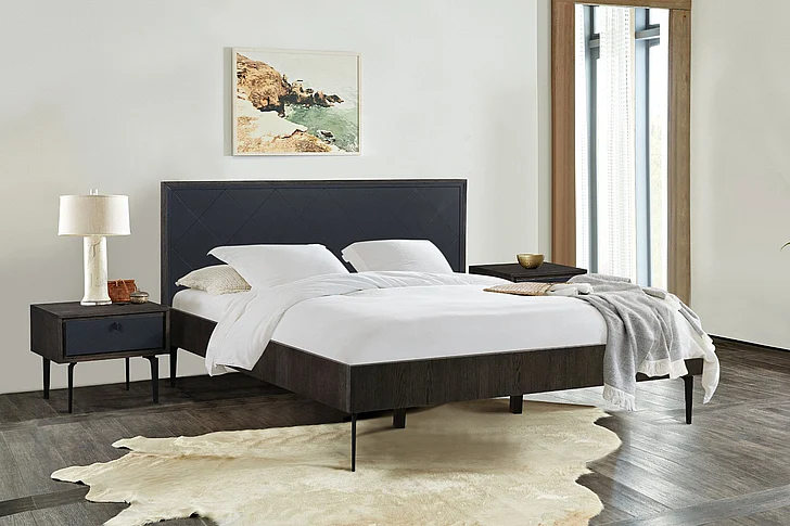 Armen Living Cross 2pc Platform Bedroom Set in Solid Oak