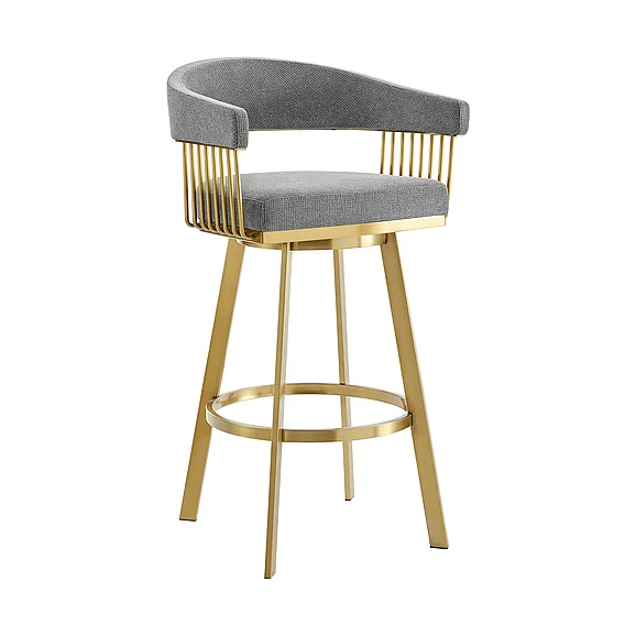 Armen Living Chelsea 26 In. Swivel Counter Stool in Anchor Gray Fabric LCCSBABGLAGRY26