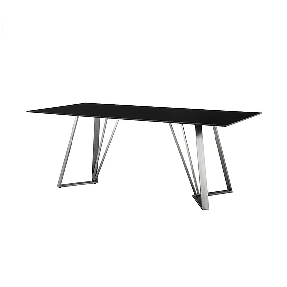Armen Living Cressida Glass and Stainless Steel Rectangular Dining Table LCCSDIBL