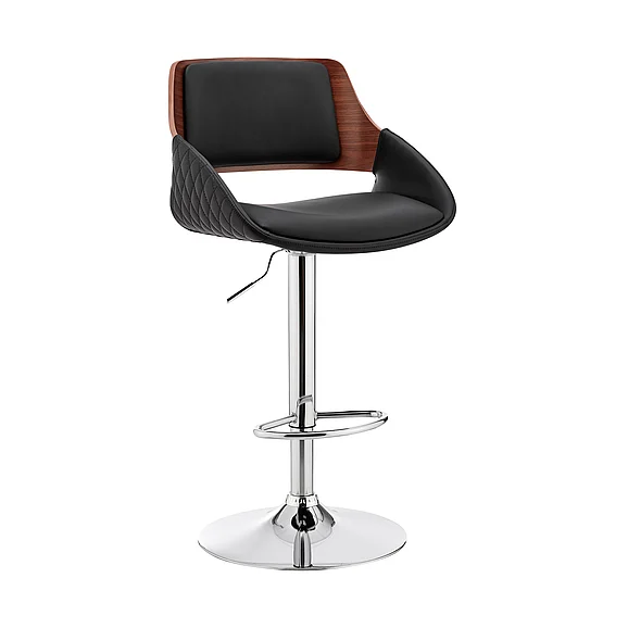 Armen Living Colby Adjustable Black Faux Leather and Chrome Bar Stool LCCYBAWABL