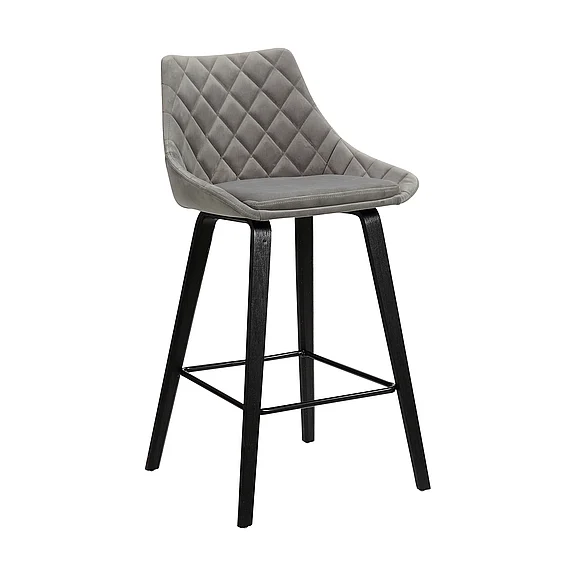 Armen Living Dani 26 In. Gray Velvet Bar Stool in Black Brushed LCDIBABLGR26