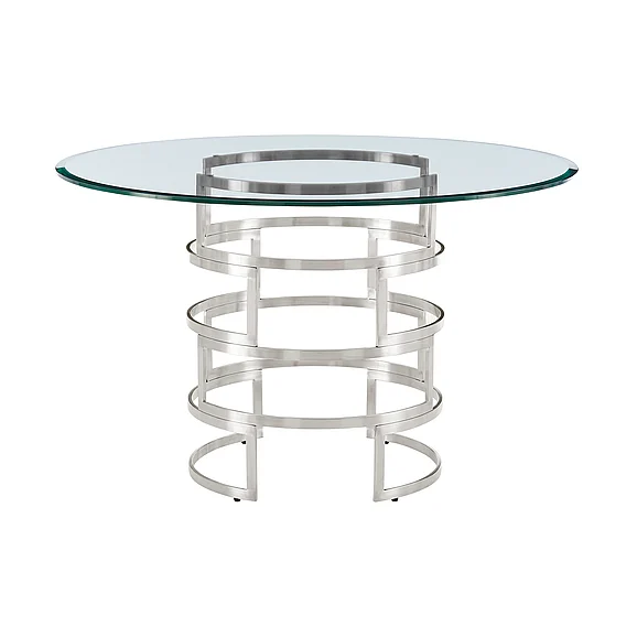Armen Living Diaz 48 In. Round Dining Table and Glass Tabletop LCDIDIBS