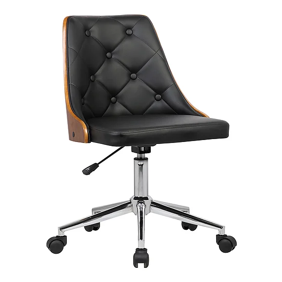Armen Living Diamond Office Chair inTufted Black Faux Leather LCDIOFCHBLACK PROMO