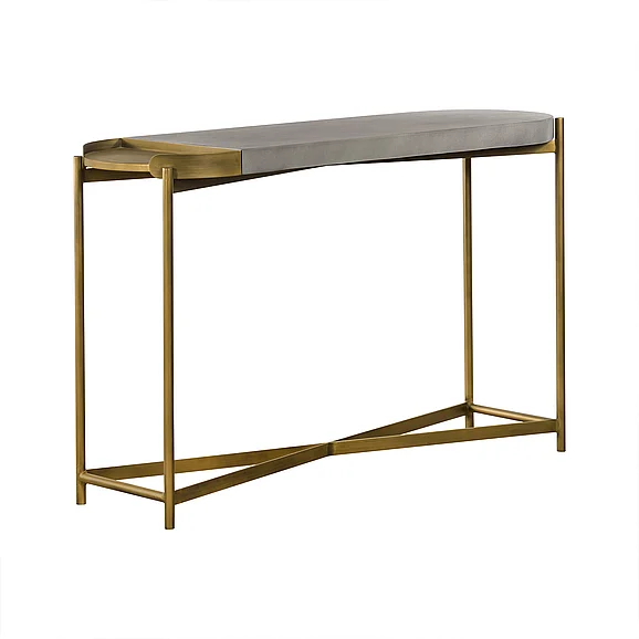 Armen Living Dua Console Table in Grey/Antique Brass LCDUCNCC PROMO