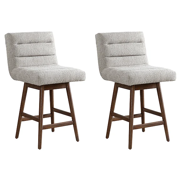 Armen Living Elias 26 In. Swivel Counter Stool with Morning Fog Fabric (Set of 2) LCELBABRNMG262PC