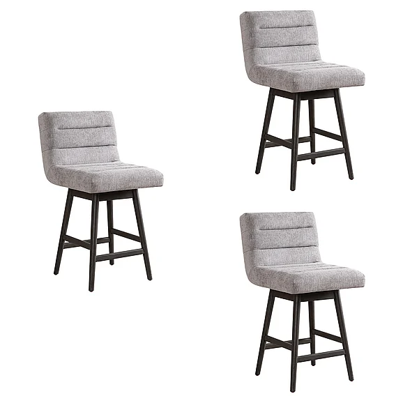 Armen Living Elias 26 In. Swivel Counter Stool with Gray Fabric (Set of 3) LCELBAGRYMO263PC