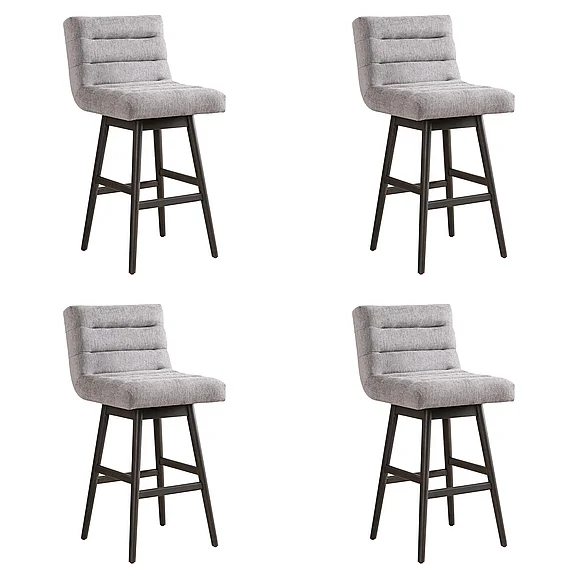 Armen Living Elias 30 In. Swivel Bar Stool with Gray Fabric (Set of 4) LCELBAGRYMO304PC