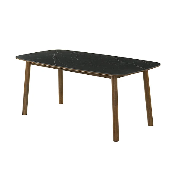 Armen Living Emorie 71 In. Rectangle Dining Table in Walnut with Sintered Stone Top LCEODIWABL