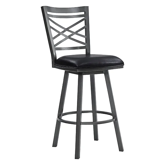 Armen Living Fargo 26 In. Counter Stool Metal in Mineral with Black Faux Leather LCFA26BAMFBL PROMO