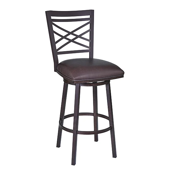 Armen Living Fargo 30 In. Bar Stool in Auburn Bay with Brown PU LCFA30BABR